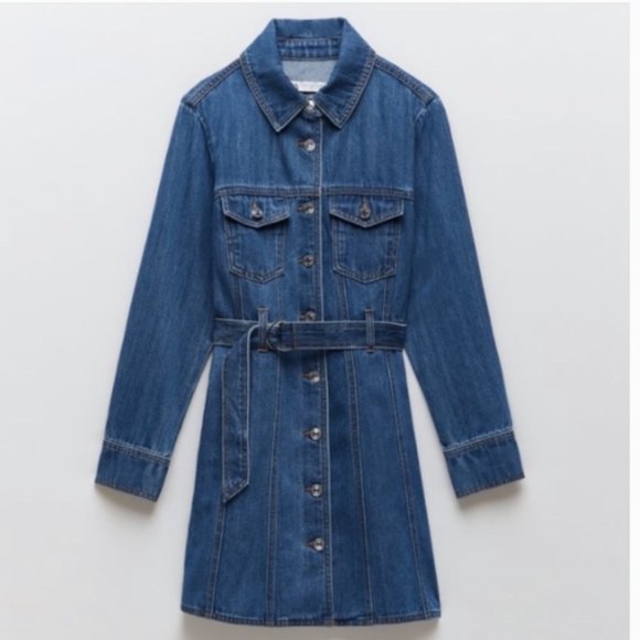 Zara long sleeve belted dress - Picture 2 of 5